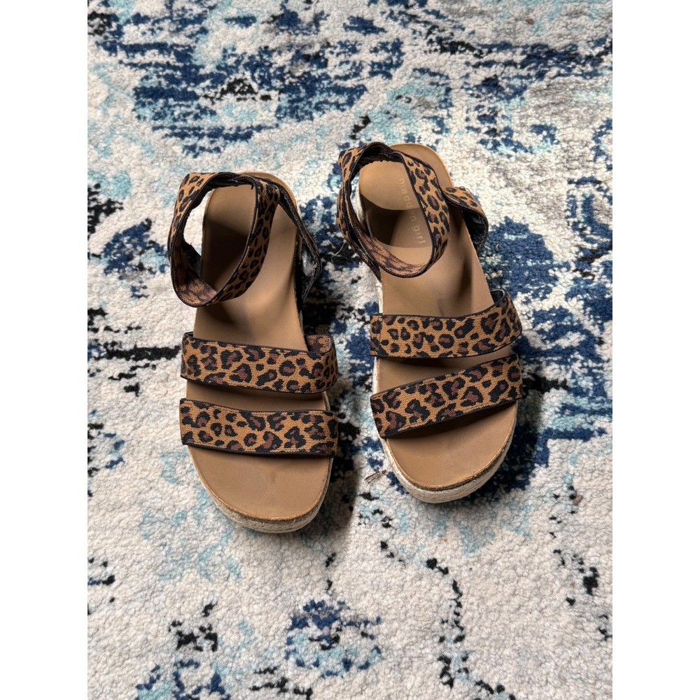 Madden Girl Leopard Print Platform Espadrille Sandals Brown Tan‎ Black Size 7